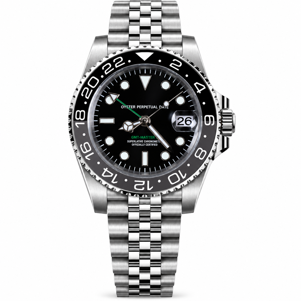 Black and grey GMT-style watch without SEIKO logo